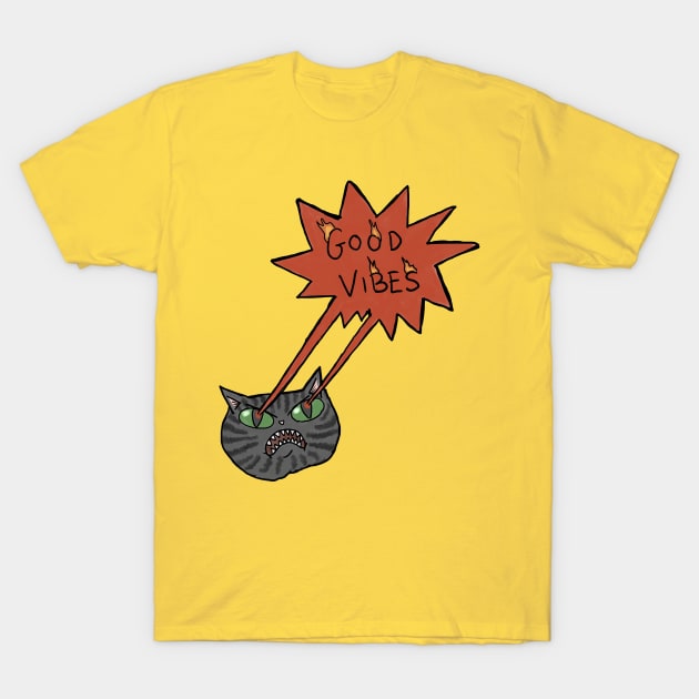 Bad Vibes Cat T-Shirt by famousdinosaurs